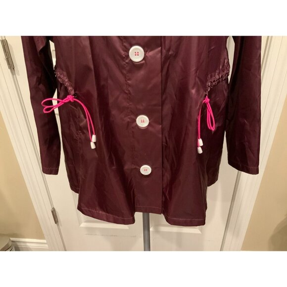 Juicy Couture Maroon Purple Button-Up Hooded Wind Breaker Jacket, Size Small - Picture 3 of 11